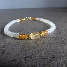 Moonstone & Citrine Rondelle 3-6mm Faceted beads adjustable stacking bracelet | STK-4604