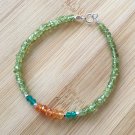 Peridot & Carnelian Rondelle 3.5mm Faceted beads adjustable stacking bracelet | STK-5059