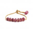 Pink Strawberry Quartz Rondelle 6mm Smooth beads adjustable stacking bracelet | STK-5124