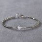 Pyrite With Herkimer Diamond Mix 2-4mm Mix beads adjustable stacking bracelet | STK-5175