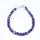 African Amethyst Nugget Tumble 6-7mm Smooth beads adjustable stacking bracelet | STK-0025