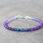 Amethyst & Kyanite Rondelle 4-4.5mm Faceted beads adjustable stacking bracelet | STK-0416