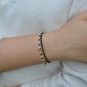 Black Spinel & White Jade Round 2-2.5mm Mix beads adjustable stacking bracelet | STK-1374