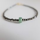 Black Spinel With Emerald Mix 2-6mm Faceted beads adjustable stacking bracelet | STK-1380