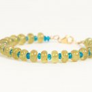Blue & Yellow Apatite Rondelle 2-6mm Smooth beads adjustable stacking bracelet | STK-1506