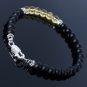 Citrine & Matte Black Onyx Round 6mm Smooth beads adjustable stacking bracelet | STK-2241