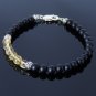 Citrine & Matte Black Onyx Round 6mm Smooth beads adjustable stacking bracelet | STK-2241