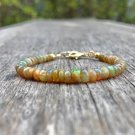 Ethiopian Welo Fire Opal Round 3-4mm Smooth beads adjustable stacking bracelet | STK-2778
