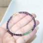 Iolite & Green Emerald Rondelle 3mm Faceted beads adjustable stacking bracelet | STK-3739