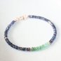 Iolite & Green Emerald Rondelle 3mm Faceted beads adjustable stacking bracelet | STK-3739