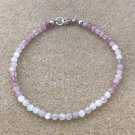 Moonstone & Rose Quartz Round 3.5mm Faceted beads adjustable stacking bracelet | STK-4607