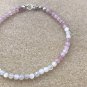 Moonstone & Rose Quartz Round 3.5mm Faceted beads adjustable stacking bracelet | STK-4607
