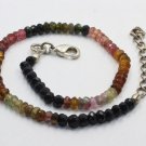 Multi Color Tourmaline Rondelle 4mm Faceted beads adjustable stacking bracelet | STK-4716