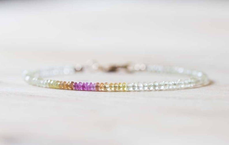 Multi Lemon Quartz Rondelle 2.5-3mm Faceted beads adjustable stacking bracelet | STK-4780