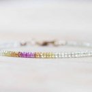 Multi Lemon Quartz Rondelle 2.5-3mm Faceted beads adjustable stacking bracelet | STK-4780