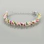 Multi Tourmaline & Pearl Round 3-4mm Smooth beads adjustable stacking bracelet | STK-4923