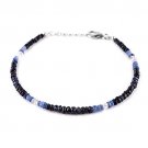Shaded Blue Sapphire Rondelle 3-4mm Faceted beads adjustable stacking bracelet | STK-5413