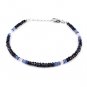 Shaded Blue Sapphire Rondelle 3-4mm Faceted beads adjustable stacking bracelet | STK-5413