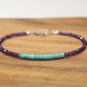 Turquoise & Amethyst Rondelle 3-4mm Faceted beads adjustable stacking bracelet | STK-5579