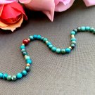 African Turquoise With Ruby Round 6mm Smooth beads adjustable stacking bracelet | STK-0045