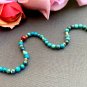 African Turquoise With Ruby Round 6mm Smooth beads adjustable stacking bracelet | STK-0045