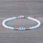 Amazonite & Aquamarine Round 4.5-5mm Faceted beads adjustable stacking bracelet | STK-0122