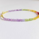 Amethyst & Sapphire Rondelle 2-2.5mm Faceted beads adjustable stacking bracelet | STK-0460
