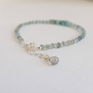 Apatite & Labradorite Rondelle 3-4mm Faceted beads adjustable stacking bracelet | STK-0652