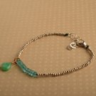 Apatite With Green Onyx Rondelle 3mm Faceted beads adjustable stacking bracelet | STK-0666