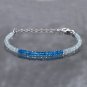Aquamarine & Blue Topaz Rondelle 3mm Faceted beads adjustable stacking bracelet | STK-0880