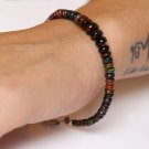Black Ethiopian Opal Rondelle 2.5-5mm Smooth beads adjustable stacking bracelet | STK-1045