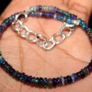 Black Ethiopian Opal Rondelle 3-4.5mm Smooth beads adjustable stacking bracelet | STK-1048