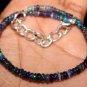 Black Ethiopian Opal Rondelle 3-4.5mm Smooth beads adjustable stacking bracelet | STK-1048