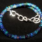 Black Ethiopian Opal Rondelle 3-4.5mm Smooth beads adjustable stacking bracelet | STK-1052