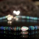 Black Ethiopian Opal Rondelle 2.5-4mm Smooth beads adjustable stacking bracelet | STK-1053
