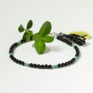 Black Onyx & Aventurine Rondelle 2mm Faceted beads adjustable stacking bracelet | STK-1141