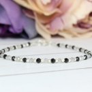 Black Spinel & Labradorite Round 3mm Faceted beads adjustable stacking bracelet | STK-1361