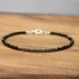 Black Spinel & Pyrite Rondelle 2.5mm Faceted beads adjustable stacking bracelet | STK-1366