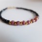 Black Spinel & Ruby Rondelle 3-4.5mm Faceted beads adjustable stacking bracelet | STK-1372