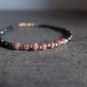 Black Spinel & Ruby Rondelle 3-4.5mm Faceted beads adjustable stacking bracelet | STK-1372