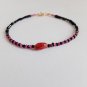 Black Spinel & Ruby Rondelle 2-2.5mm Faceted beads adjustable stacking bracelet | STK-1373