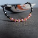 Black Spinel & Ruby Rondelle 3-3.5mm Faceted beads adjustable stacking bracelet | STK-1424