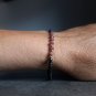 Black Spinel & Ruby Rondelle 3-3.5mm Faceted beads adjustable stacking bracelet | STK-1424