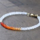 Carnelian & Moonstone Rondelle 3.5mm Faceted beads adjustable stacking bracelet | STK-1939