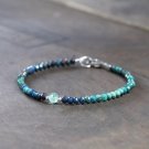 Chrysocolla With Emerald Round 3-4mm Faceted beads adjustable stacking bracelet | STK-2053