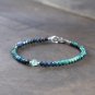Chrysocolla With Emerald Round 3-4mm Faceted beads adjustable stacking bracelet | STK-2053