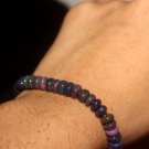 Ethiopian Black Opal Rondelle 4-4.5mm Smooth beads adjustable stacking bracelet | STK-2583