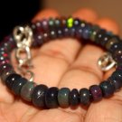 Ethiopian Black Opal Rondelle 3.5-6mm Smooth beads adjustable stacking bracelet | STK-2593
