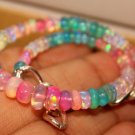 Ethiopian Multi Opal Rondelle 3-4.5mm Smooth beads adjustable stacking bracelet | STK-2610
