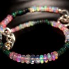 Ethiopian Multi Opal Rondelle 2.5-4mm Smooth beads adjustable stacking bracelet | STK-2614